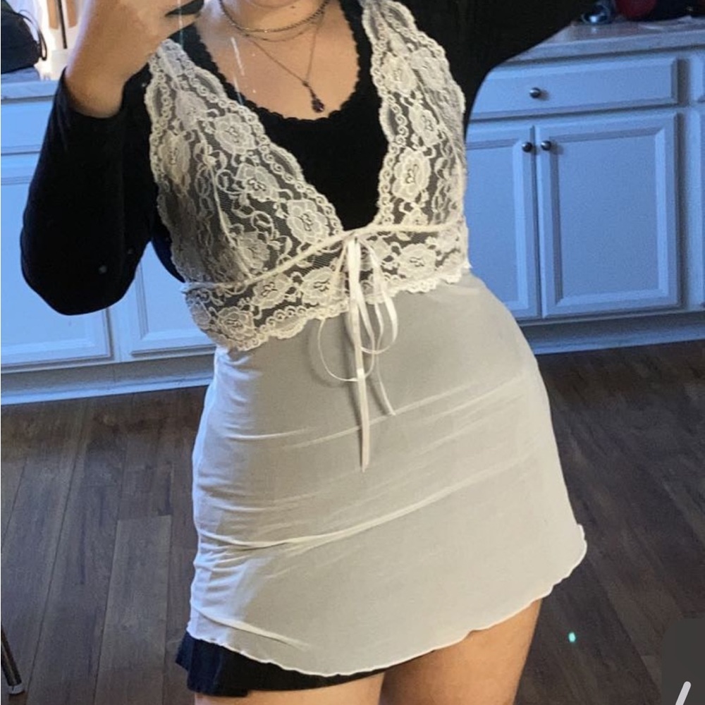 XL sheer white long tank